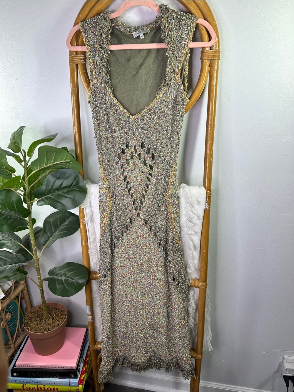 Zac Posen Crotchet Green Maxi Dress sz M